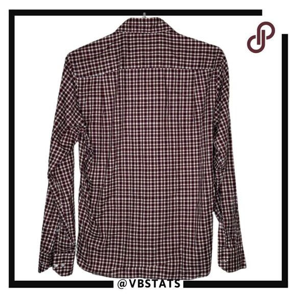 Peter Millar Collection Flex Finish Small Maroon and White Plaid LS Button Down - Picture 2 of 7